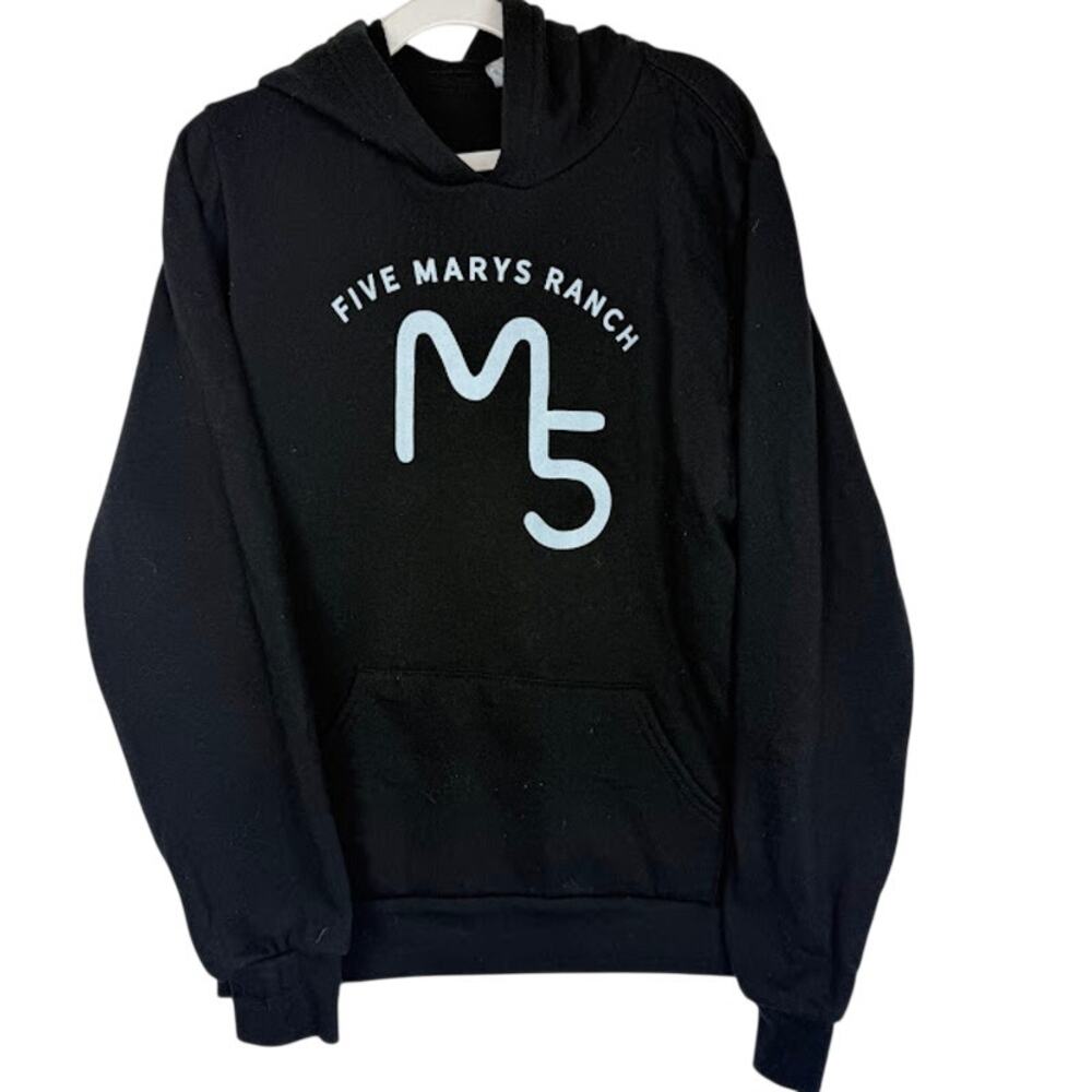 Five Marys Ranch M5 Youth Hoodie Black Fleece Lined Pullover Sweatshirt‎ L 14-16
